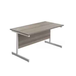 1200 X 800 Single Upright Rectangular Desk Grey Oak-White