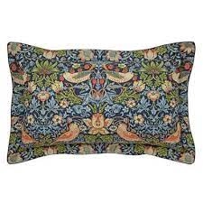 Morris & Co Dark Blue 300 Thread Count Blue Patterned 'Strawberry Thief' Pillow Case