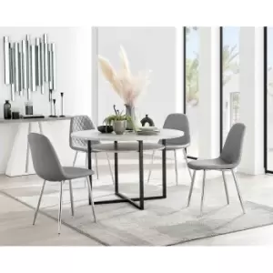 Furniture Box Adley Grey Concrete Effect Storage Dining Table and 4 Grey Corona Silver Chairs