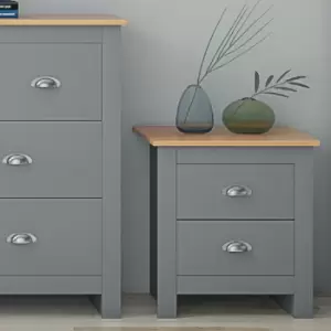 Westbury Traditional 2 Drawer Bedside Cabinet - Matt Grey & Light Oak - Grey