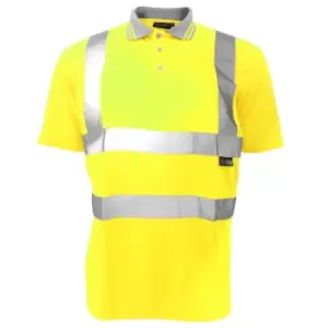 Warrior Mens Daytona Hi-Vis Short Sleeve Polo Shirt (XXL) (Fluorescent Yellow)