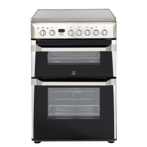 Indesit ID60C2XS Ceramic Hob Double Oven Electric Cooker