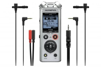 Olympus LS-P1 4GB Hi Res Audio Recorder Interviewer Kit with 2 Lavalier Mics & Stereo Breakout Cable