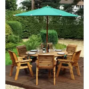 Charles Taylor Six Seater Round Table Set with Parasol, Green