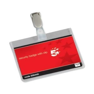 5 Star Office Name Badges Security Landscape with Plastic Clip 60x90mm Pack 25