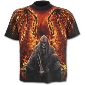 Flaming Death Allover Mens Medium T-Shirt - Black