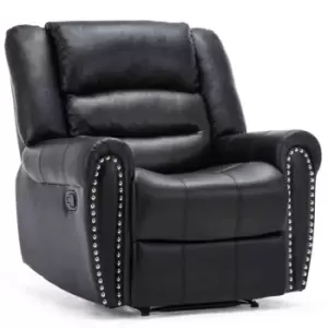 Denver Leather Recliner Chair Armchair - Black