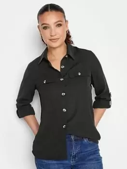Long Tall Sally Black Long Sleeve Utilty Shirt, Black, Size 12, Women