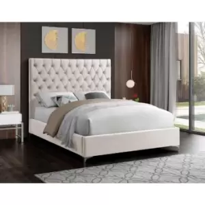 Envisage Trade - Charlston Upholstered Beds - Plush Velvet, Super King Size Frame, Cream - Cream