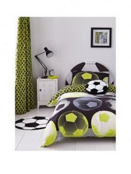 Catherine Lansfield Neon Football Duvet Cover Set - Yellow, Size Single