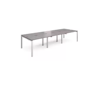 Adapt 6 Person Bench Office Desk - 3600 - Silver - Grey Oak