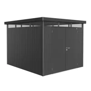 8' x 9' Biohort HighLine H5 Dark Grey Metal Double Door Shed (2.52m x 2.92m)