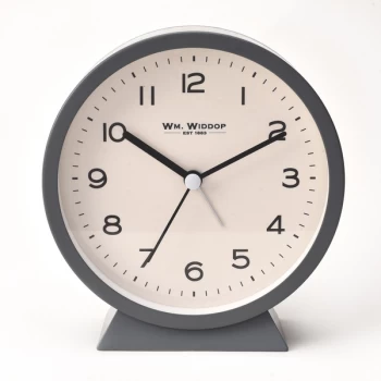 WM WIDDOP Round Alarm Clock with Flat Base - Grey
