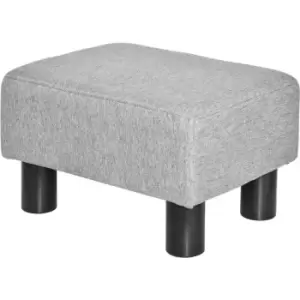 Homcom - Chic Linen Fabric Footstool Ottoman Cube w/ 4 Plastic Legs Grey