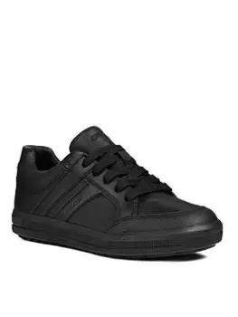 Geox Boys Arzach Lace Up School Shoe, Black, Size 2.5 Older