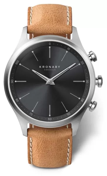 Kronaby S3123/1 41mm SEKEL Black Dial Brown Leather Strap Watch
