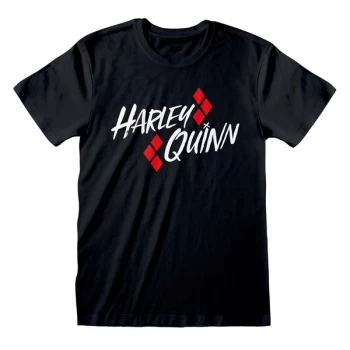 Batman - Harley Quinn Bat Emblem Unisex Large T-Shirt - Black