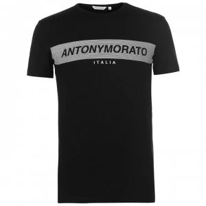 Antony Morato Rubber Logo T Shirt - Black 9000
