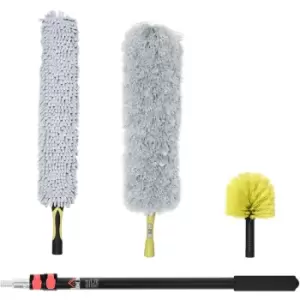 Extendable Feather Duster Cleaning Kit w/ Telescopic Pole 1.8m - Yellow, Grey - Homcom