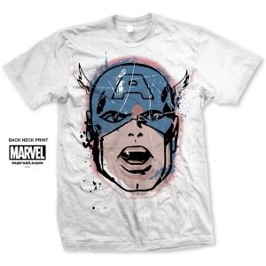 Marvel Comics - Captain America Big Head Distressed Unisex Medium T-Shirt - White