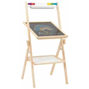 Liberty House Toys - 4-in-1 Wooden Rotary Kids Art Easel Double Sided Easel Chalkboard and Magentic Dry Wipe Board with Accessories - Pine Wood