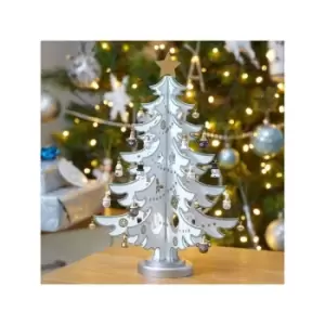 Marco Paul Traditional Wooden White Christmas Tree Decoration with Hand Painted Finish - Freestanding Christmas Decorations Your Own Tree Christmas