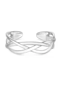 Recycled Sterling Silver Plated Cross Over Bangle Bracelet - Gift Pouch