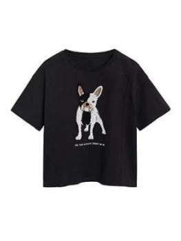 Mango Girls French Bulldog Short Sleeve T-Shirt - Black, Size Age: 5 Years, Women