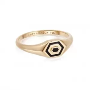 Mini Hexagon Palm Signet 18ct Gold Plated Ring WR08_GP