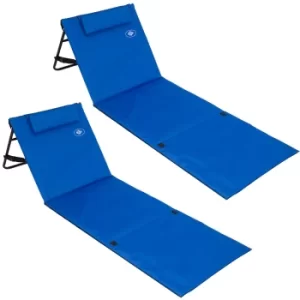 Beach Mat with Backrest 2Pcs Set Blue 158x56cm