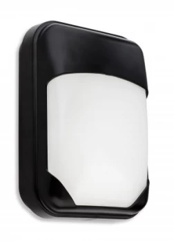 1 Light Outdoor Wall Light Black Polycarbonate, Opal Diffuser IP65, E27