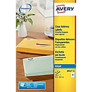 Avery J8563-25 Address Labels Self Adhesive 99.1 x 38.1mm Clear 25 Sheets of 14 Labels