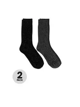 TOTES Mens Wool Blend Socks - Charcoal/Black, Charcoal/Black, Men