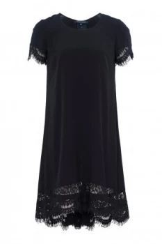 French Connection Classic Crepe and Lace Dress Black