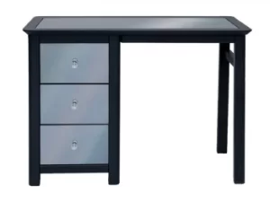 Core Ayr Carbon Grey Single Pedestal Mirrored 3 Drawer Dressing Table Flat Packed