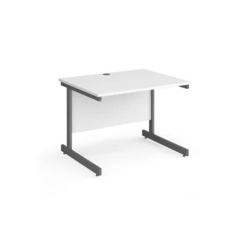 Office Desk 1000mm Rectangular Desk With Cantilever Leg White Tops With Graphite Frames Contract 25