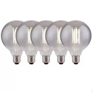 8 Watts G95 E27 LED Bulb Smoked Globe Cool White Dimmable, Pack of 5