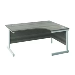 Jemini Radial Right Hand Cantilever Desk 1600x1200x730mm Grey OakWhite