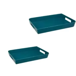 5Five Modern Melamine Tray Set Small And Large - Teal