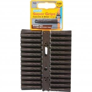 Plasplugs Heavy Duty Super Grips Concrete and Brick Fixings Pack of 100