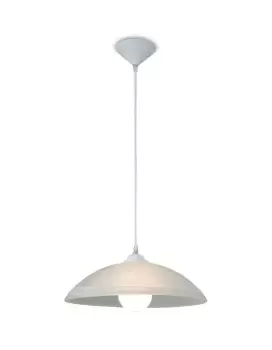 Chester E27 Ceiling Dome Pendant, Frosted Alabaster Glass with White Suspension Kit