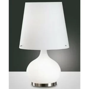 Fabas Luce Ade Table Lamp with Round Tapered Shade White Glass, E14