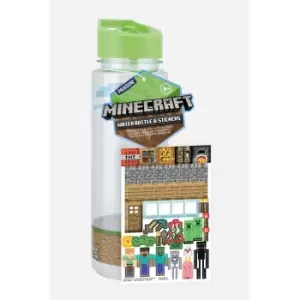 Minecraft Water Bottle and Stickers Gift Set