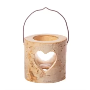 Birch Wood Heart Tea Light