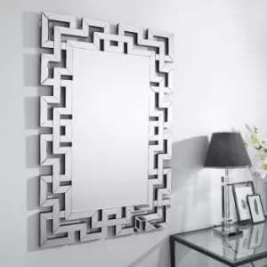 Furniturebox UK - Venetian Large Silver Patterned Rectangular Wall Mirror