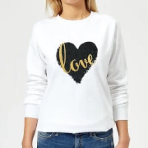 Black Love Heart Love Womens Sweatshirt - White - 5XL