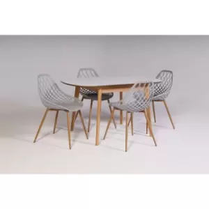 Out & out Abbey Extendable Dining Set with 4 Aurora Chairs in Grey 106cm-136cm
