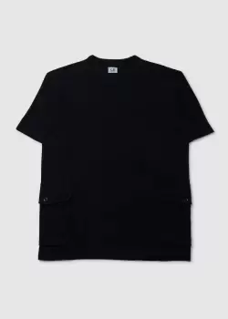 C.P. Company Mens 20/1 Jersey Side Pockets T-Shirt In Black