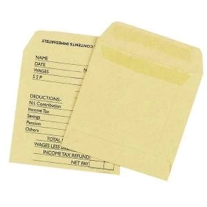 Q-Connect Envelope Wage 108x102mm Printed Self Seal 90gsm Manilla Pack