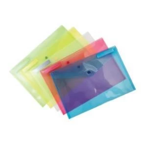 Original Concord Stud Wallet File Translucent Polypropylene Foolscap Assorted Colours Pack of 5